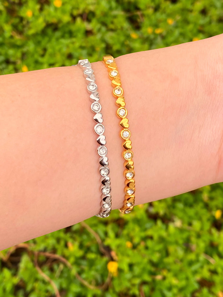 Brazalete Corazones Con Zirconias