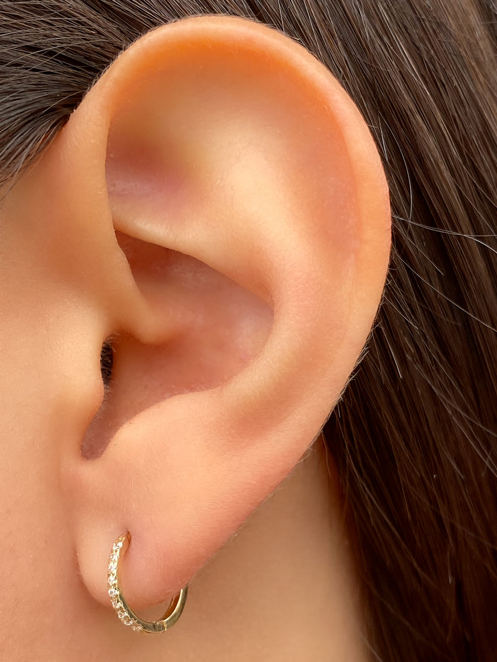 Arracada Con Zirconias 12 mm Oro 14k