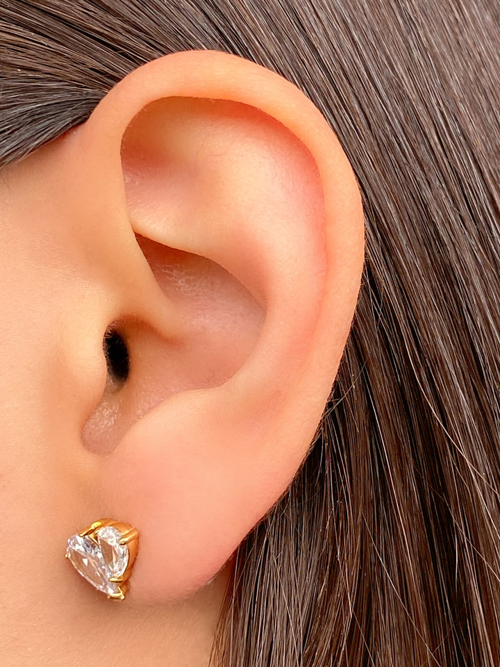 Par Arete Doble Zirconia Ovalada