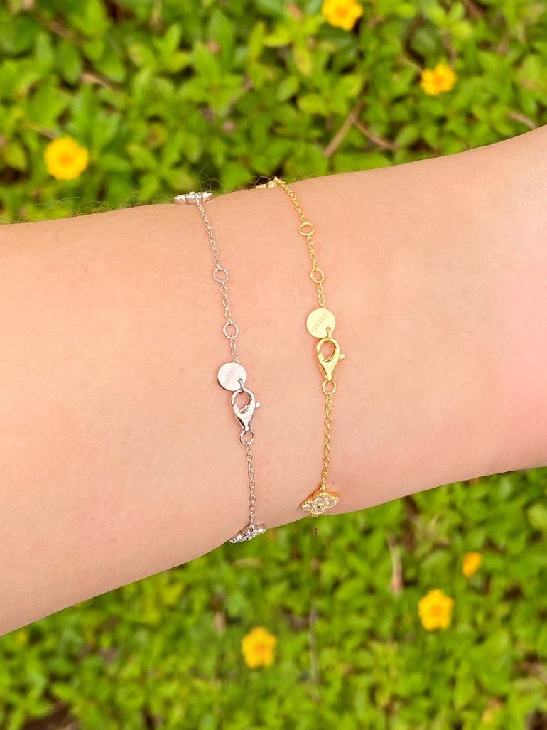 Pulsera Con Treboles Cuatro Hojas Zirconia