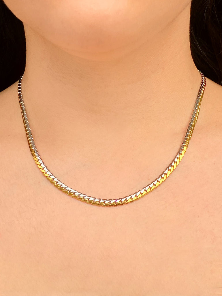 Collar Eslabon Espiga Planchado Combinado