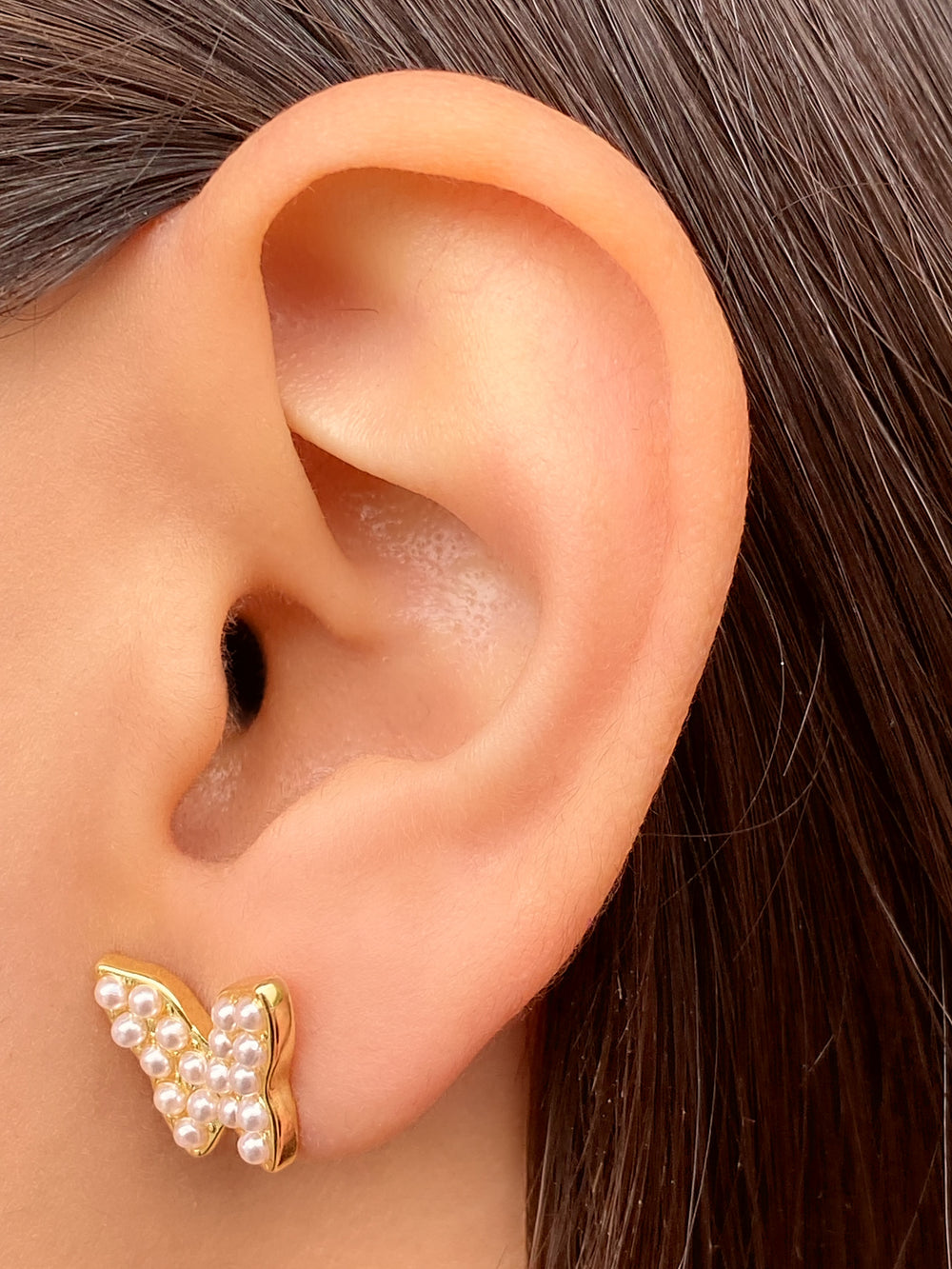 Par Arete Mariposa Con Perlitas