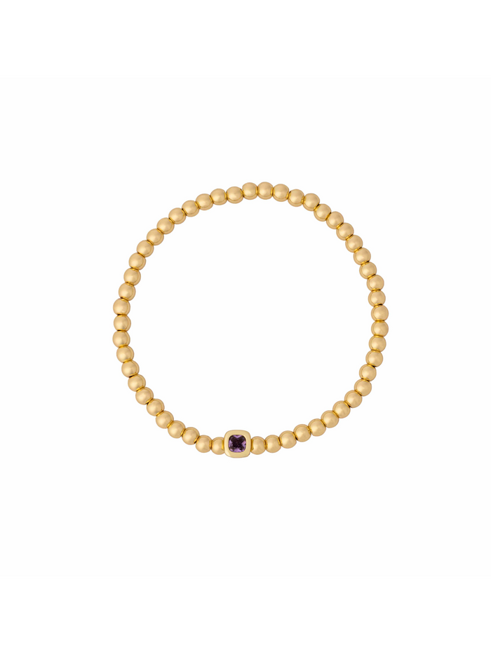 Pulsera Birthstone Bolitas Doradas