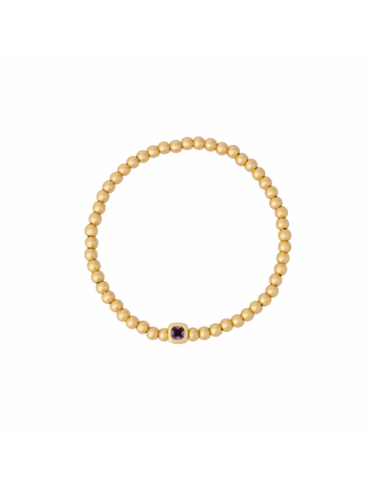 Pulsera Birthstone Bolitas Doradas