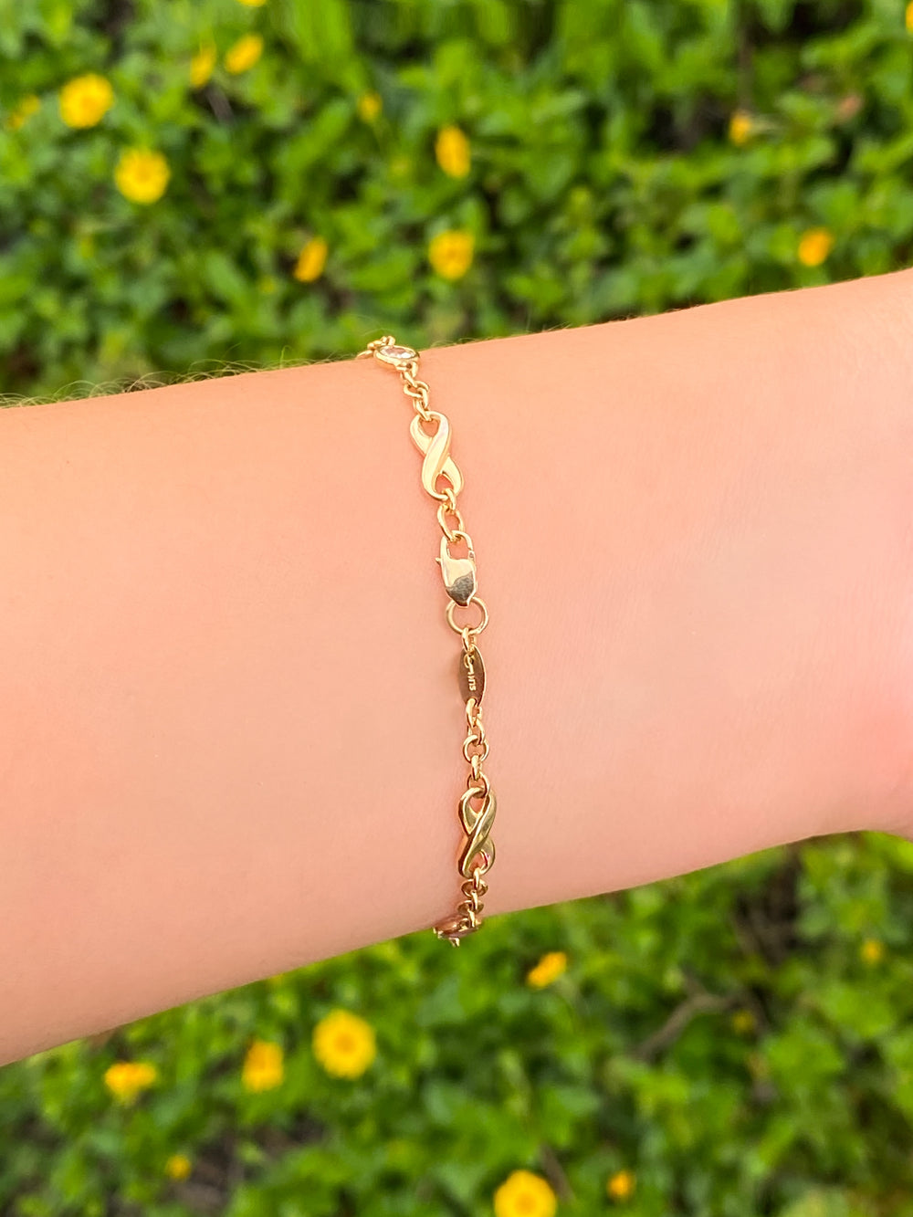 Pulsera Piedras Colores Con Infinitos Oro 14k