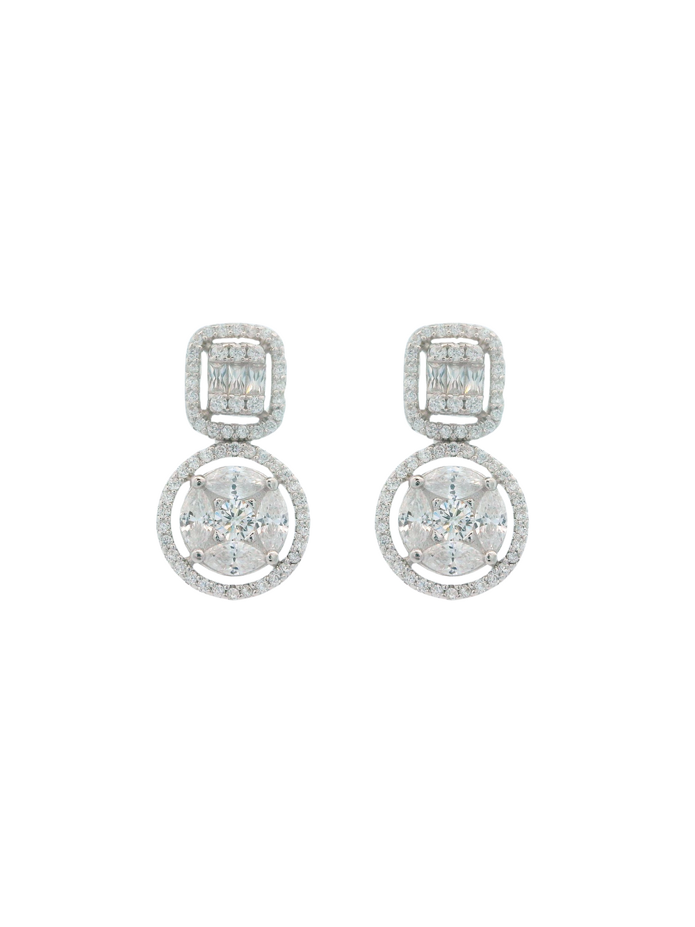 Par Arete Con Zirconia Cuadrada Con Circulo