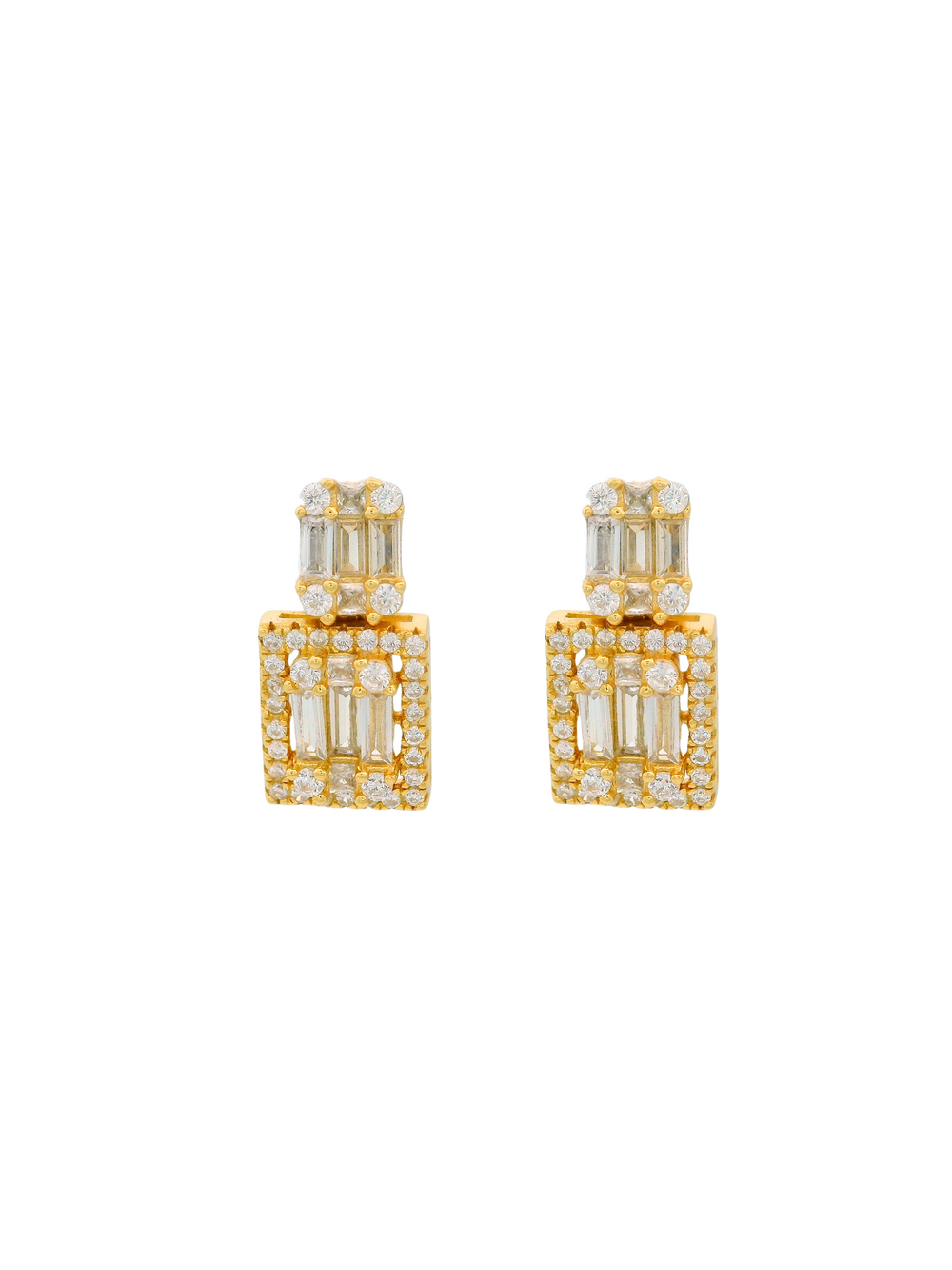 Par Arete Baguettes Con Zirconia Cuadrada