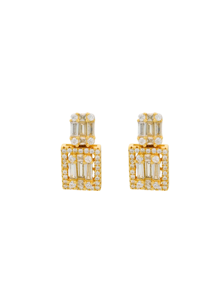 Par Arete Baguettes Con Zirconia Cuadrada