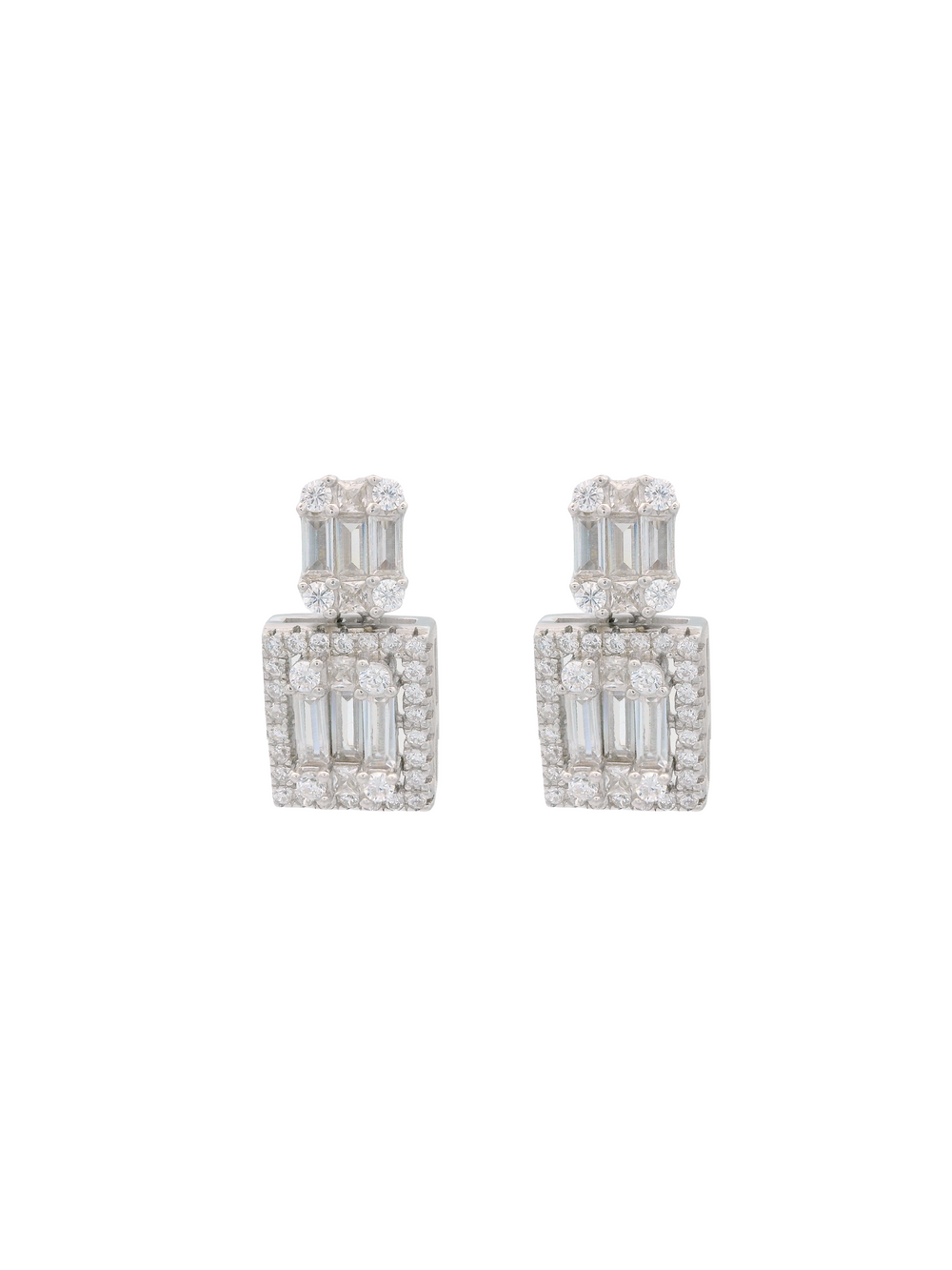 Par Arete Baguettes Con Zirconia Cuadrada