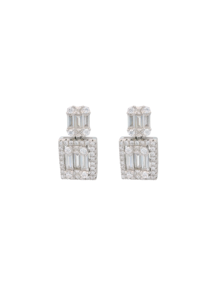 Par Arete Baguettes Con Zirconia Cuadrada
