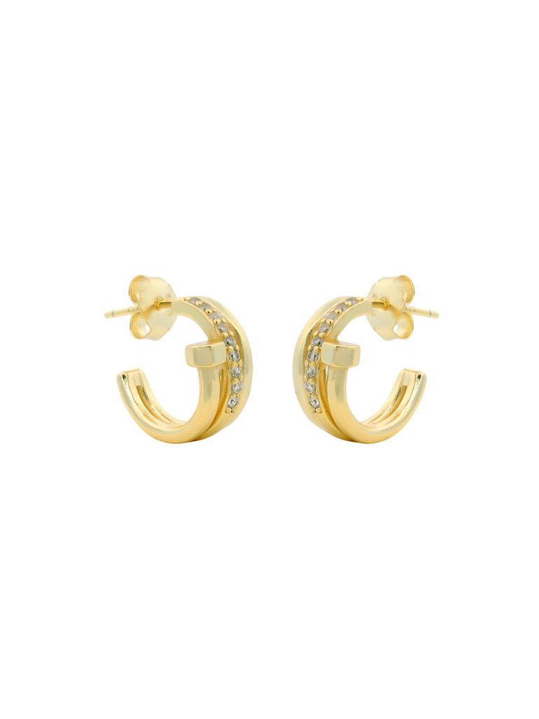 Par Arracada Doble Con Clavo Zirconias