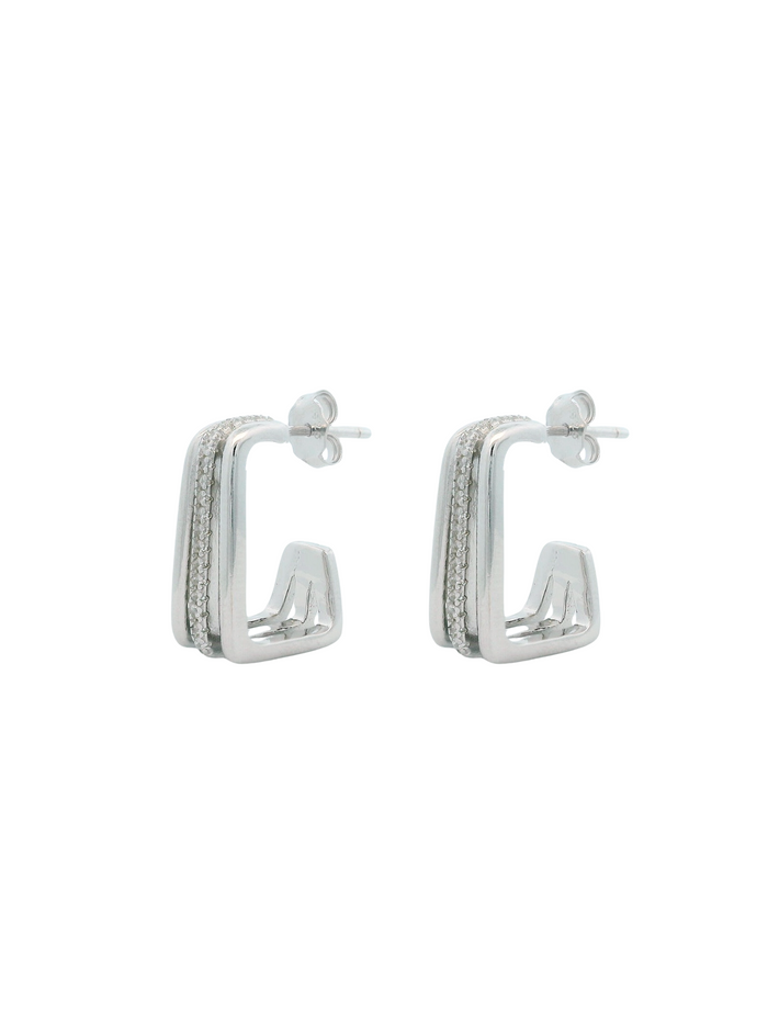 Par Arracada Rectangular Triple Con Zirconias