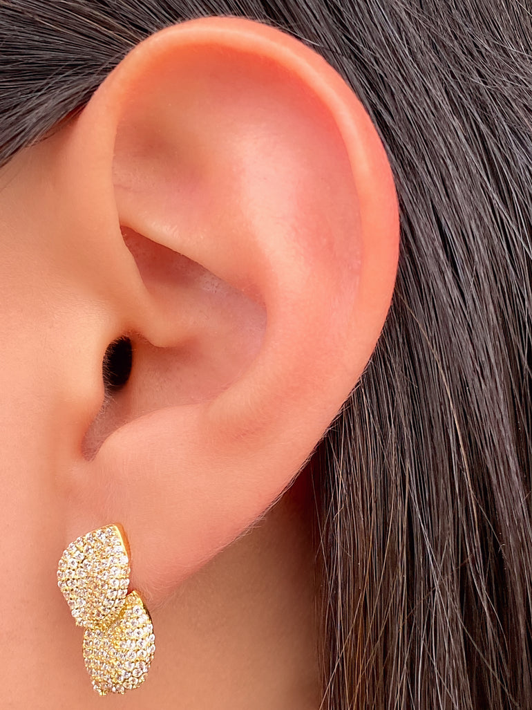 Par Arete Doble Hoja Zirconia