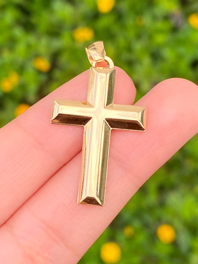 Dije Cruz Lisa Con Bordes 30 mm