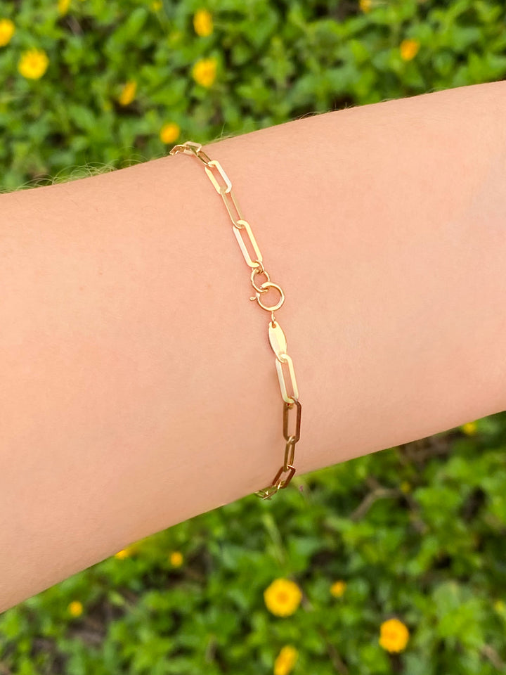 Pulsera Eslabones Tipo Clip Con Ojo Oro 14k
