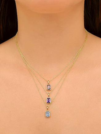 Collar Birthstone Rectangular Dorado