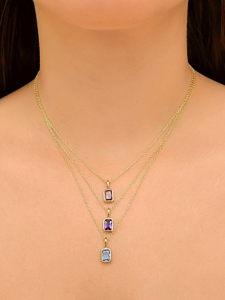 Collar Birthstone Rectangular Dorado