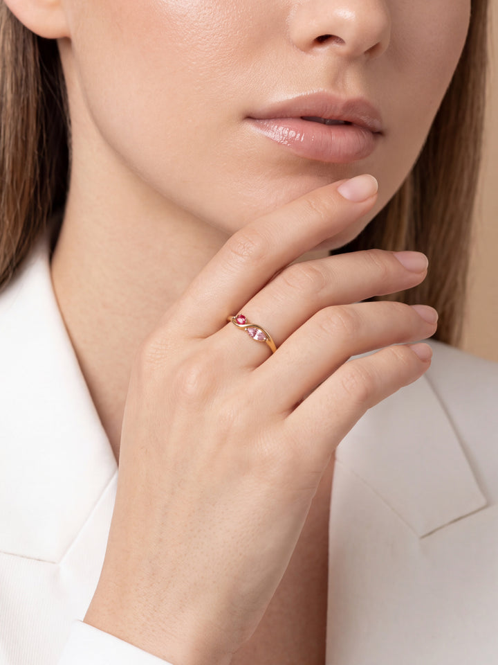 Anillo Ondulado Zirconia Marquesa Y Redonda