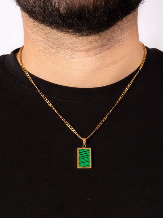 Collar Figaro Dije Rectangular