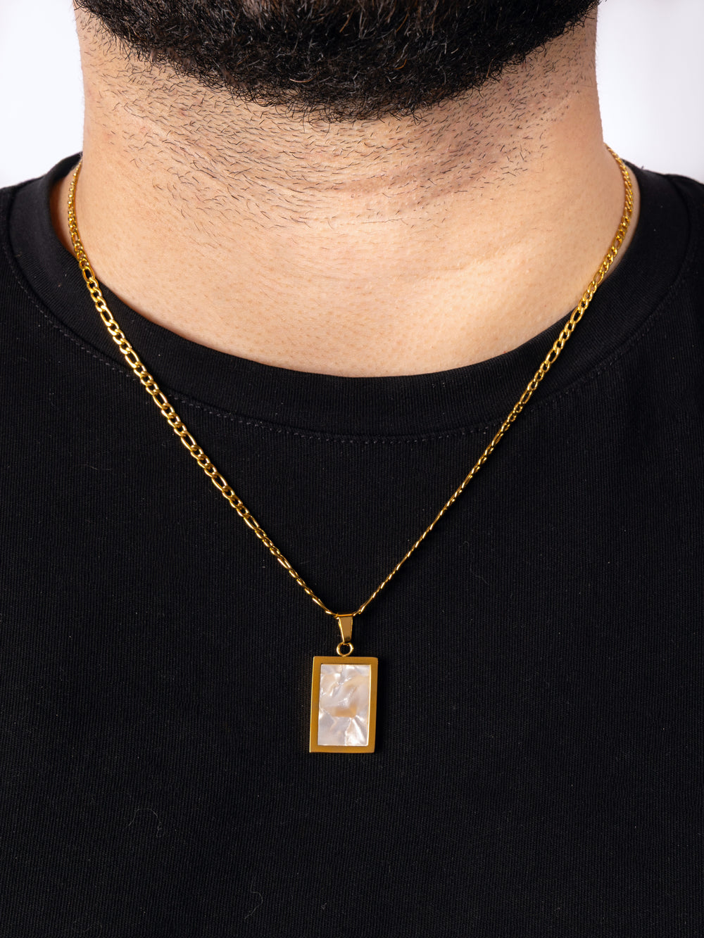 Collar Figaro Dije Rectangular