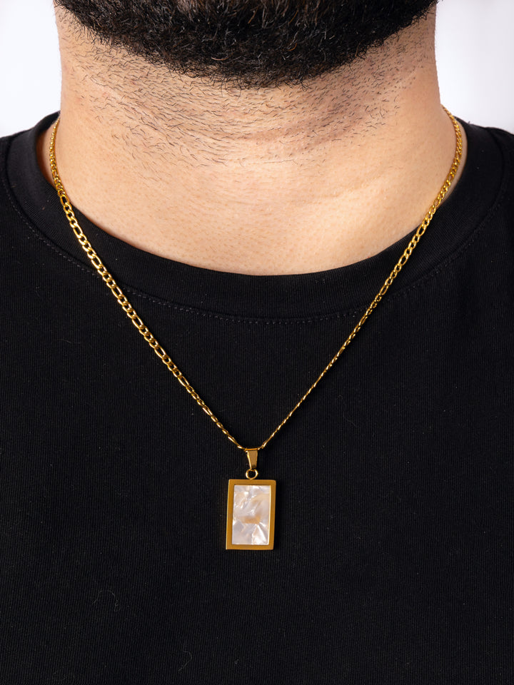 Collar Figaro Dije Rectangular