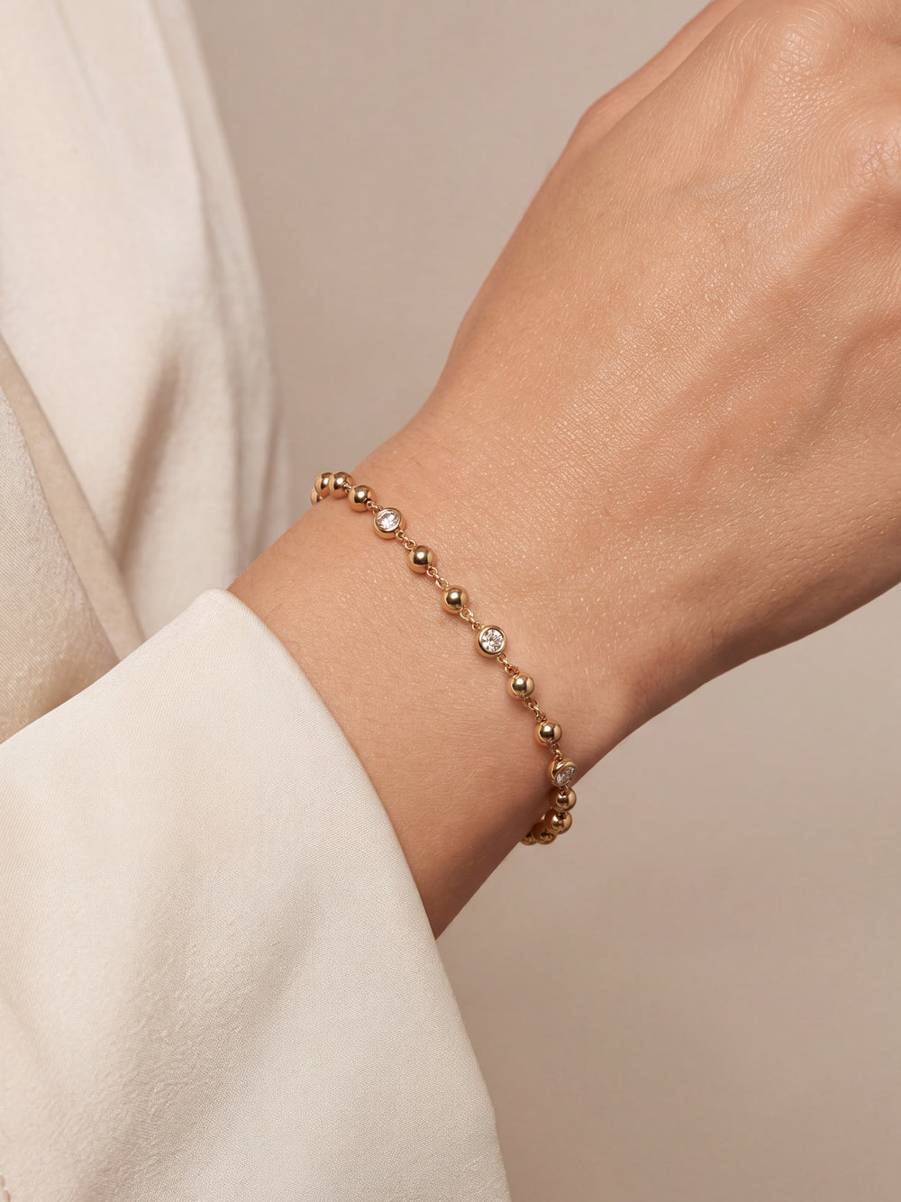 Pulsera Bolitas Y Zirconias Bisel