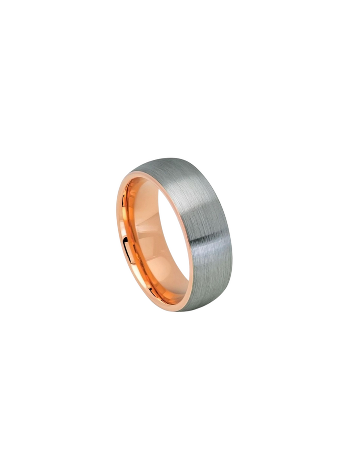 Anillo Plateado Cepillado Con Interior RoseGold