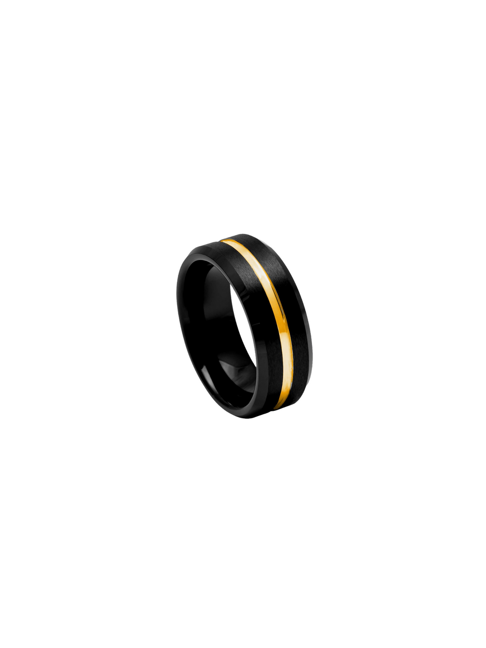 Anillo Con Linea Dorada Al Centro