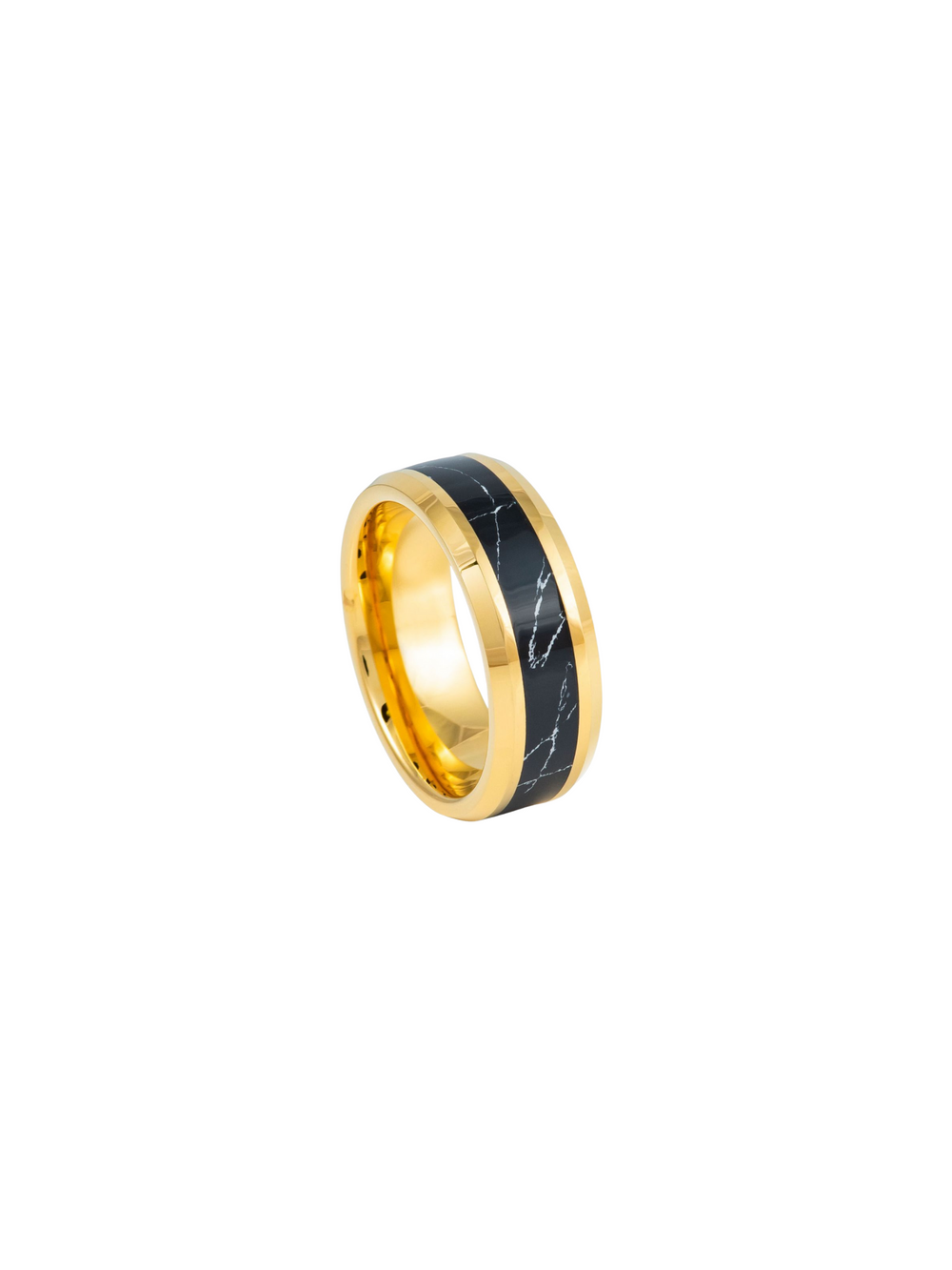 Anillo Dorado Con Centro Marmoleado