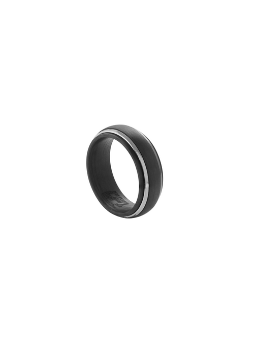 Anillo Negro con Plateado 8 mm