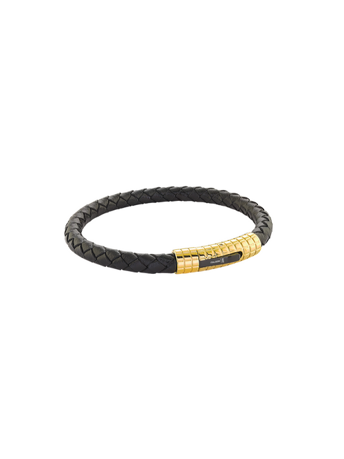 Brazalete Piel Trenzada Con Broche Dorado