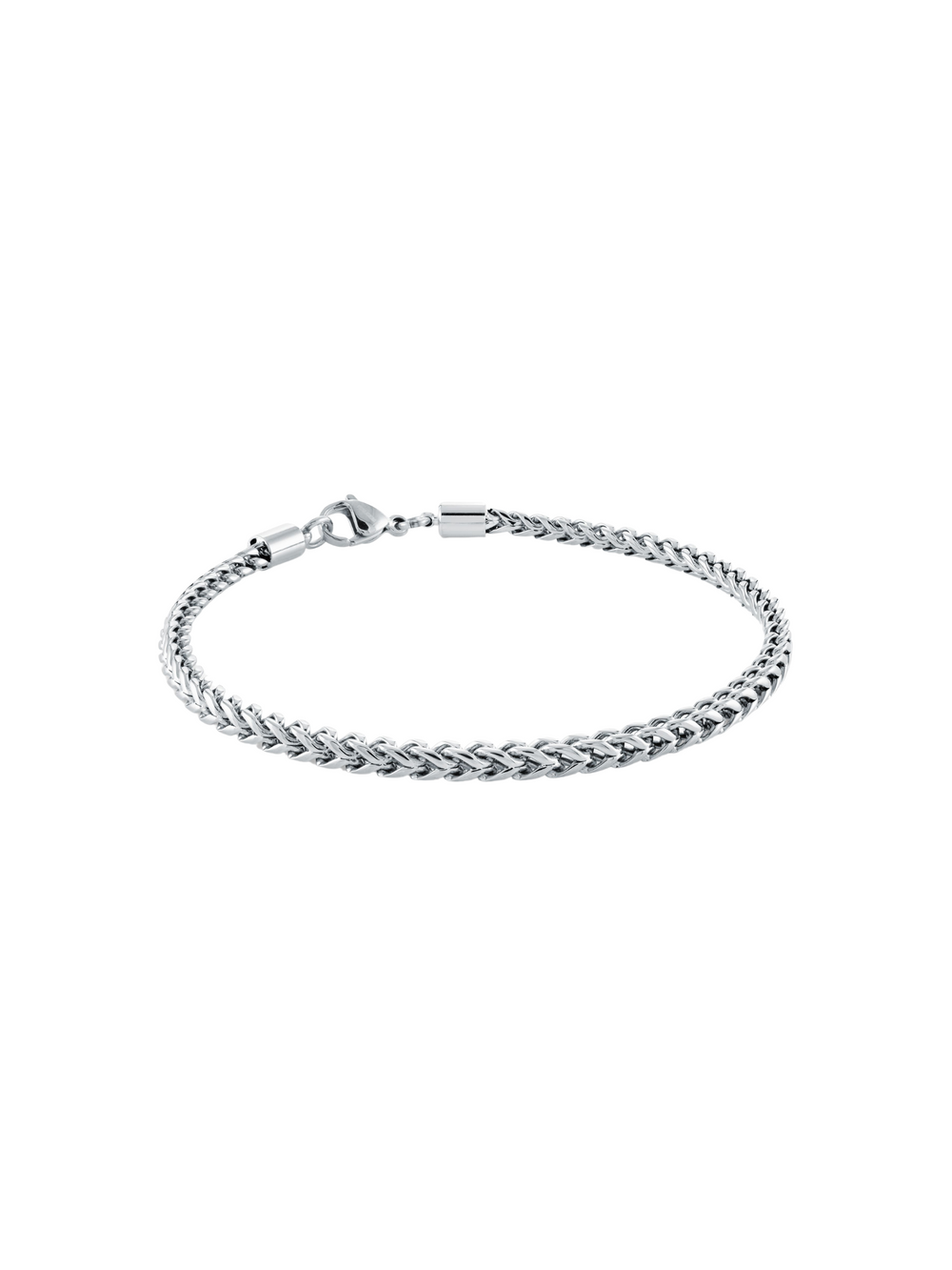 Pulsera Eslabon Espiga Plateado 4 mm