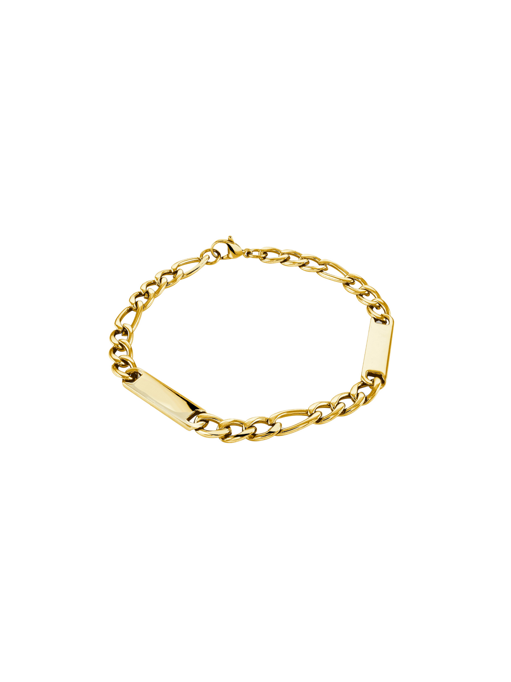Pulsera Eslabon Figaro 6 mm Con Doble Placa