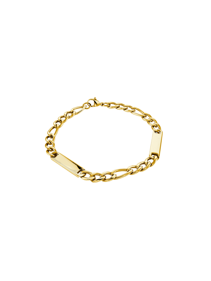 Pulsera Eslabon Figaro 6 mm Con Doble Placa