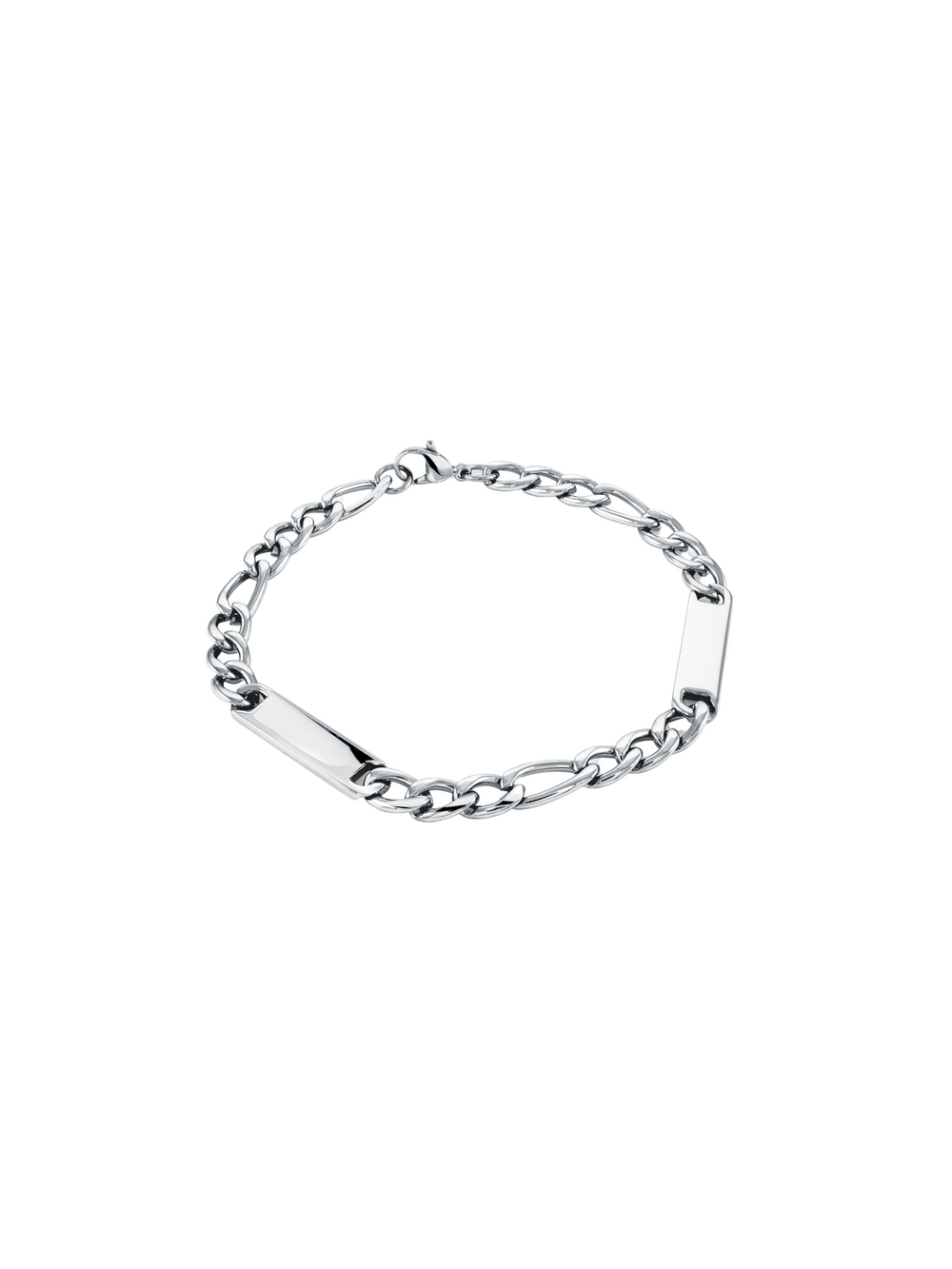 Pulsera Eslabon Figaro 6 mm Con Doble Placa