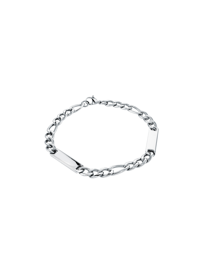 Pulsera Eslabon Figaro 6 mm Con Doble Placa
