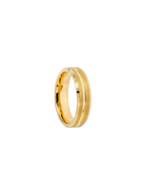 Anillo Dorado Con Linea Cepillado 6 mm