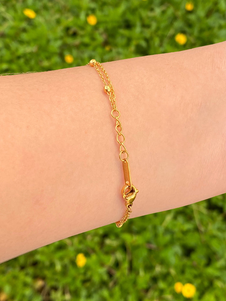 Pulsera Doble Con Tres Estrellas Y Bolitas