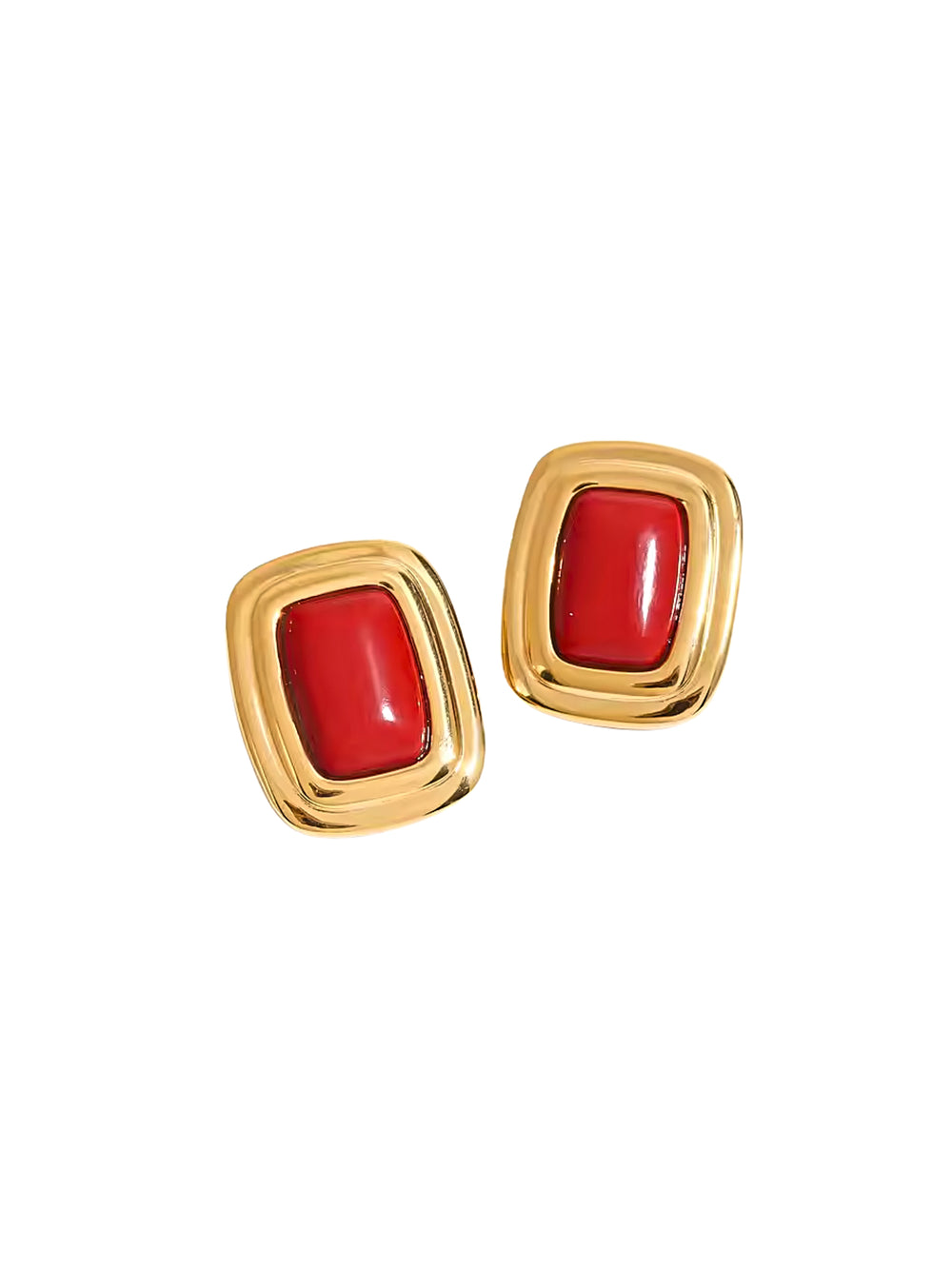 Par Arete Rectangular Ovalado Con Piedra