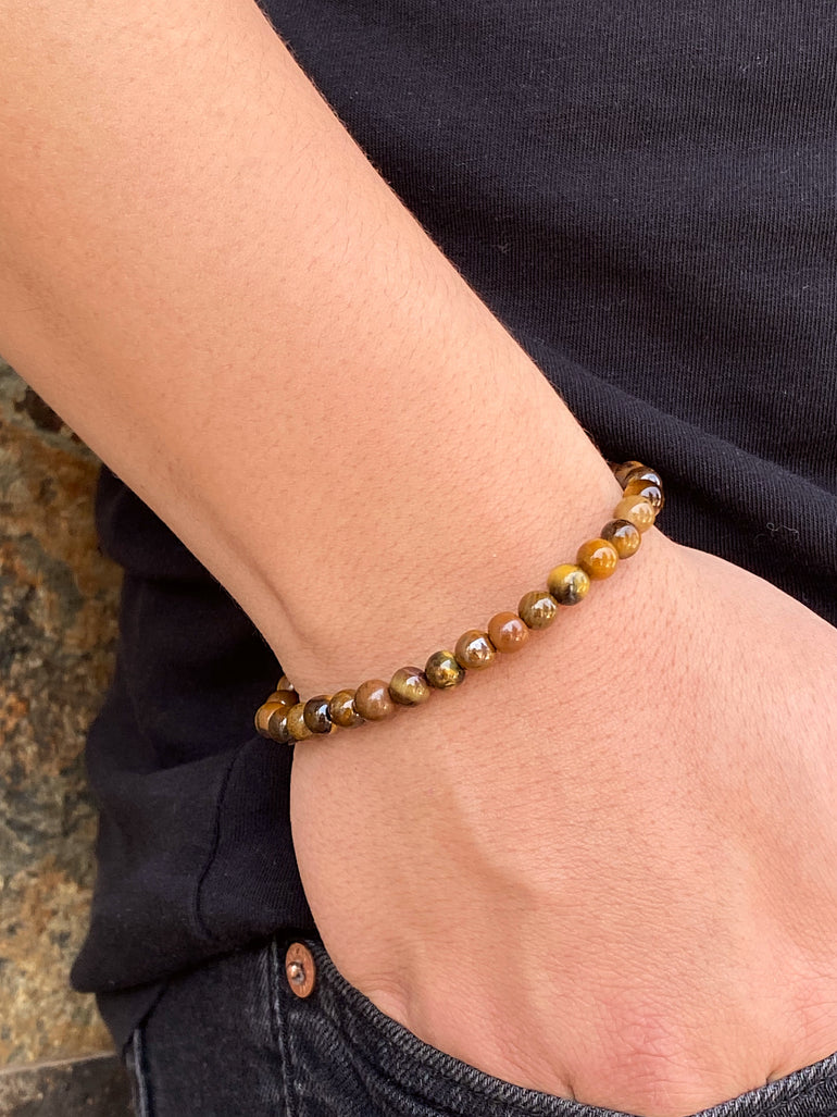 Pulsera Piedra Ojo De Tigre Cafe 6 mm