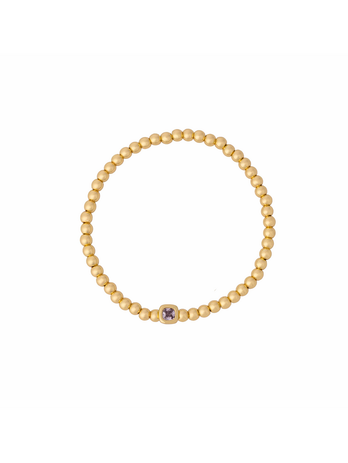 Pulsera Birthstone Bolitas Doradas