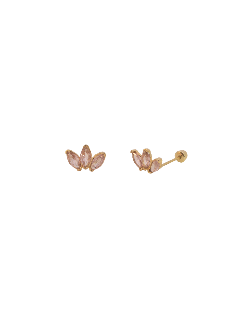 Broquel Triple Zirconia Oro 10k