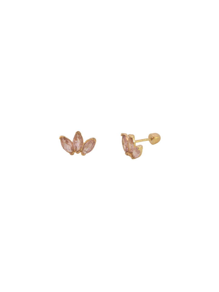 Broquel Triple Zirconia Oro 10k
