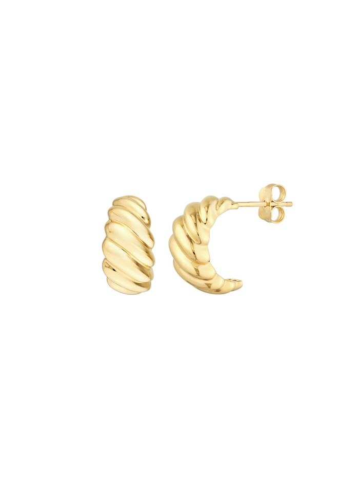 Par Arete Abierto Con Lineas Oro 14k