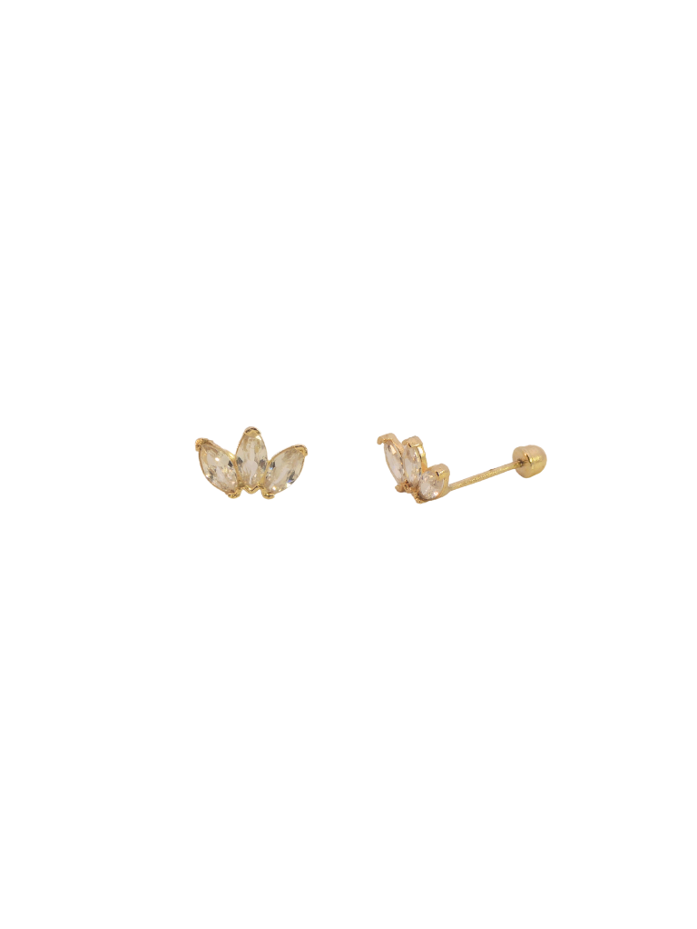 Broquel Triple Zirconia Oro 10k