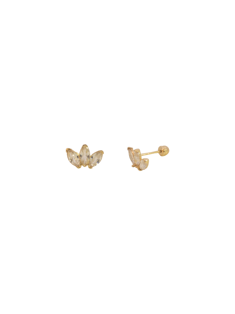 Broquel Triple Zirconia Oro 10k