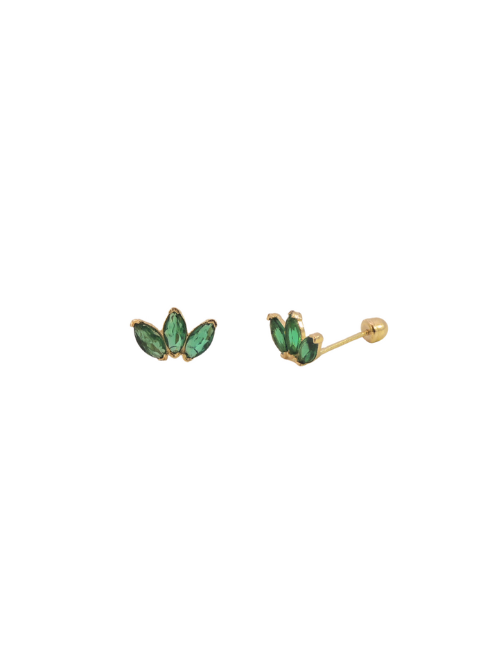 Broquel Triple Zirconia Oro 10k