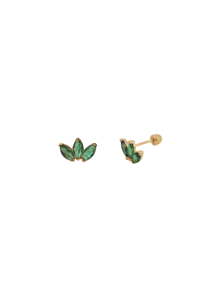 Broquel Triple Zirconia Oro 10k