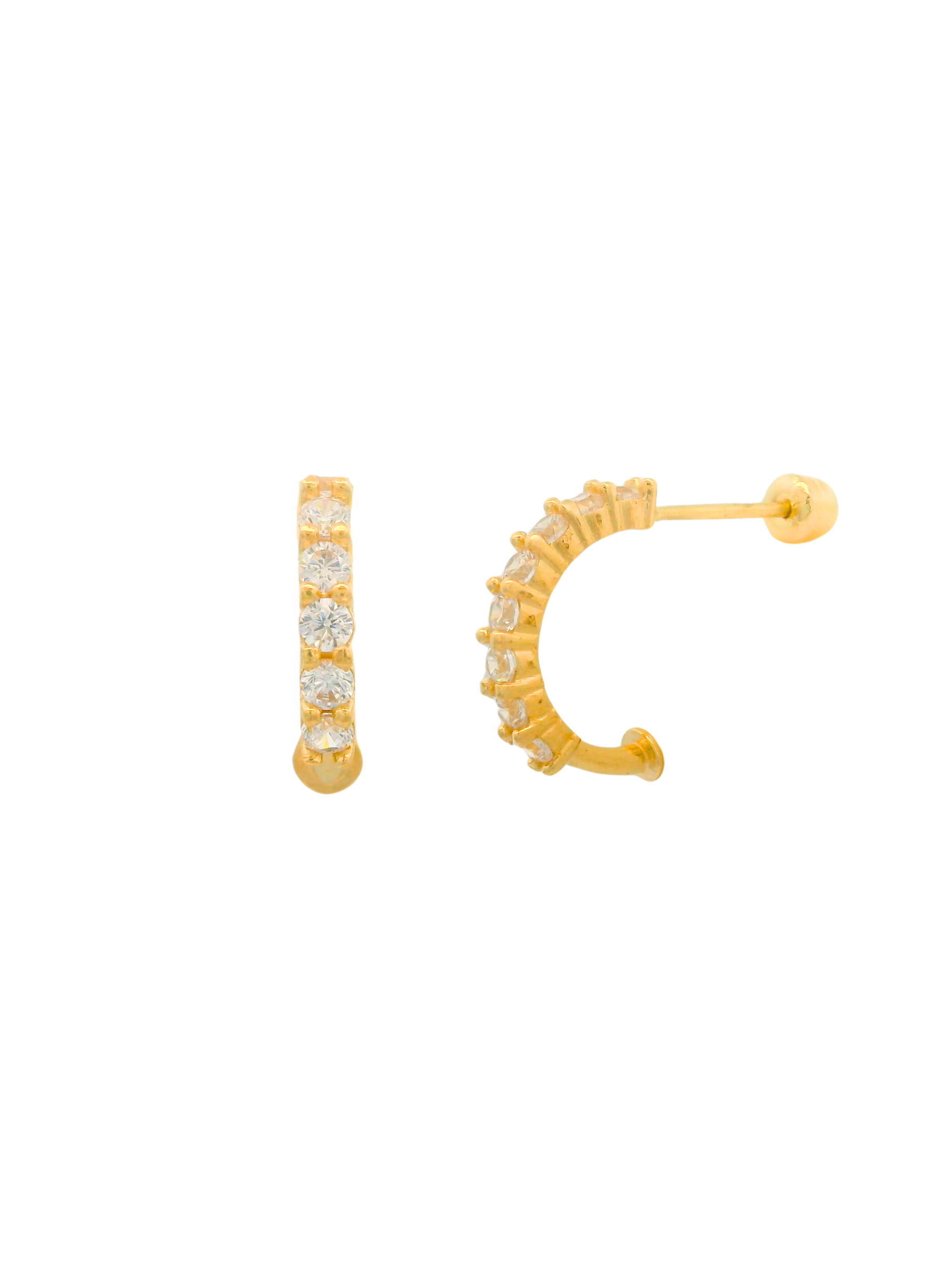 Broquel Arracada Zirconias Oro 14k