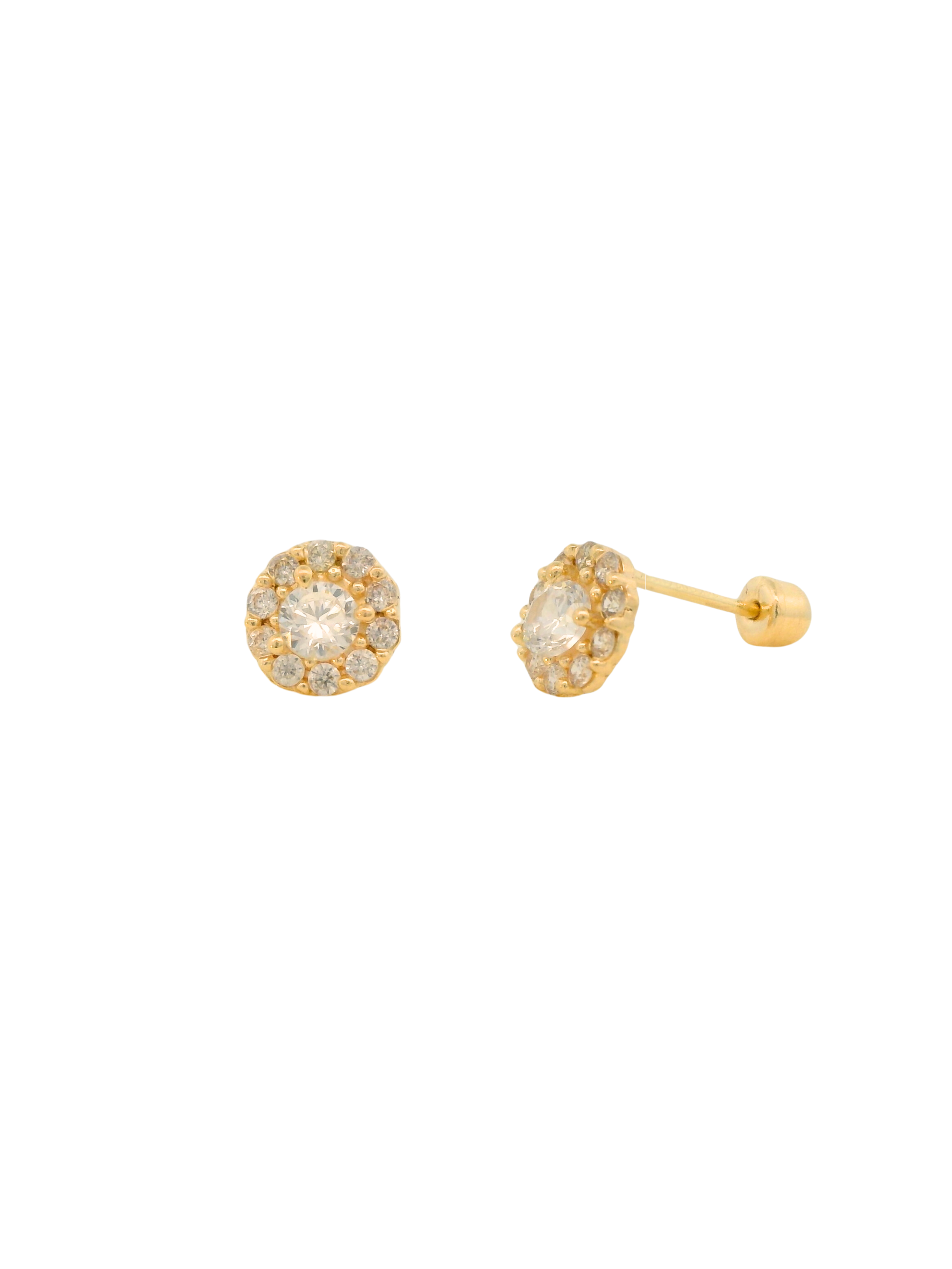 Broquel Circulo Con Zirconia Oro 14k